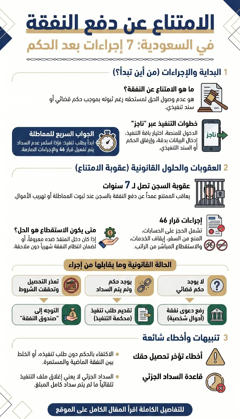 أنفوغرافيك الامتناع عن دفع النفقة