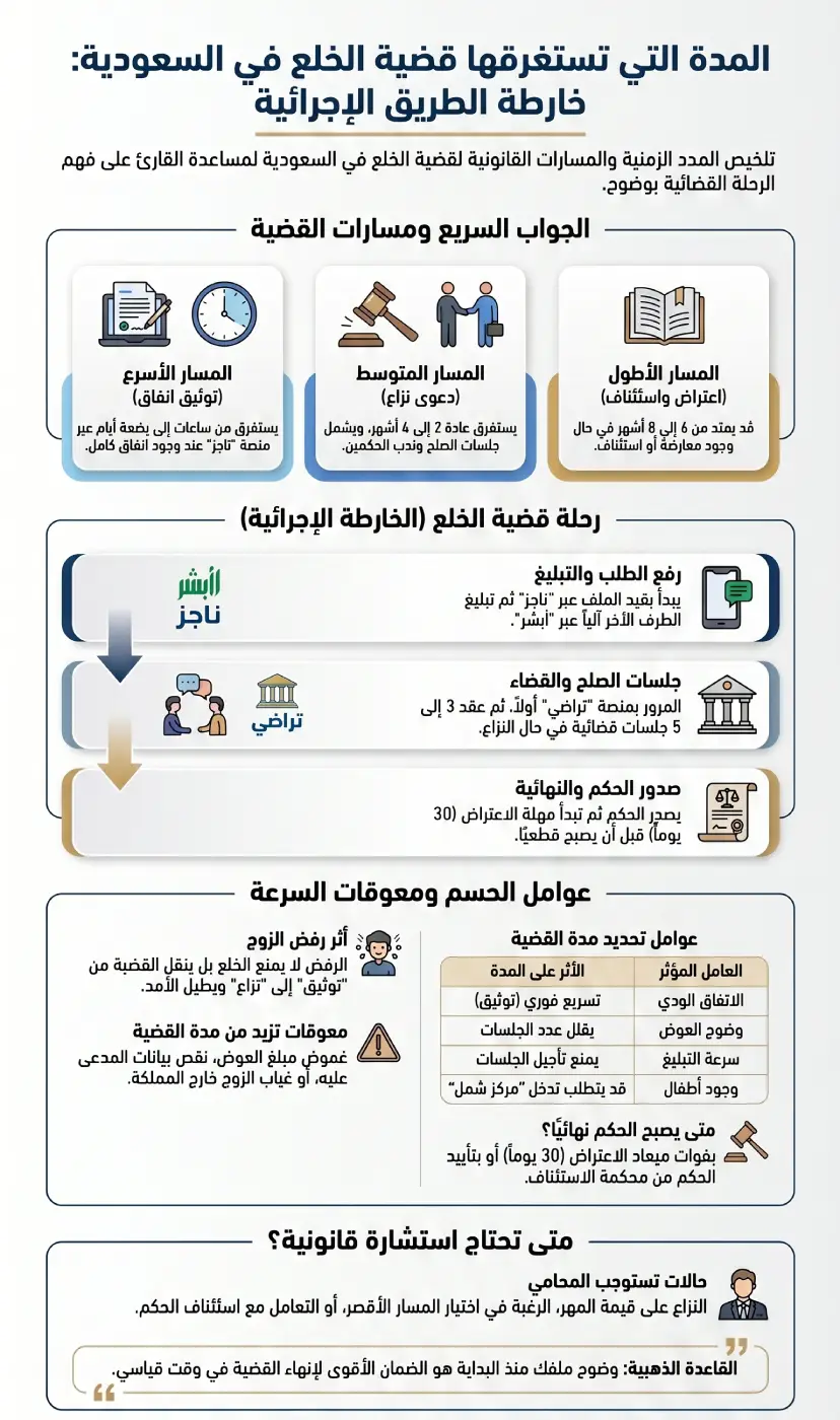 أنفوغرافيك المدة التي تستغرقها قضية الخلع 