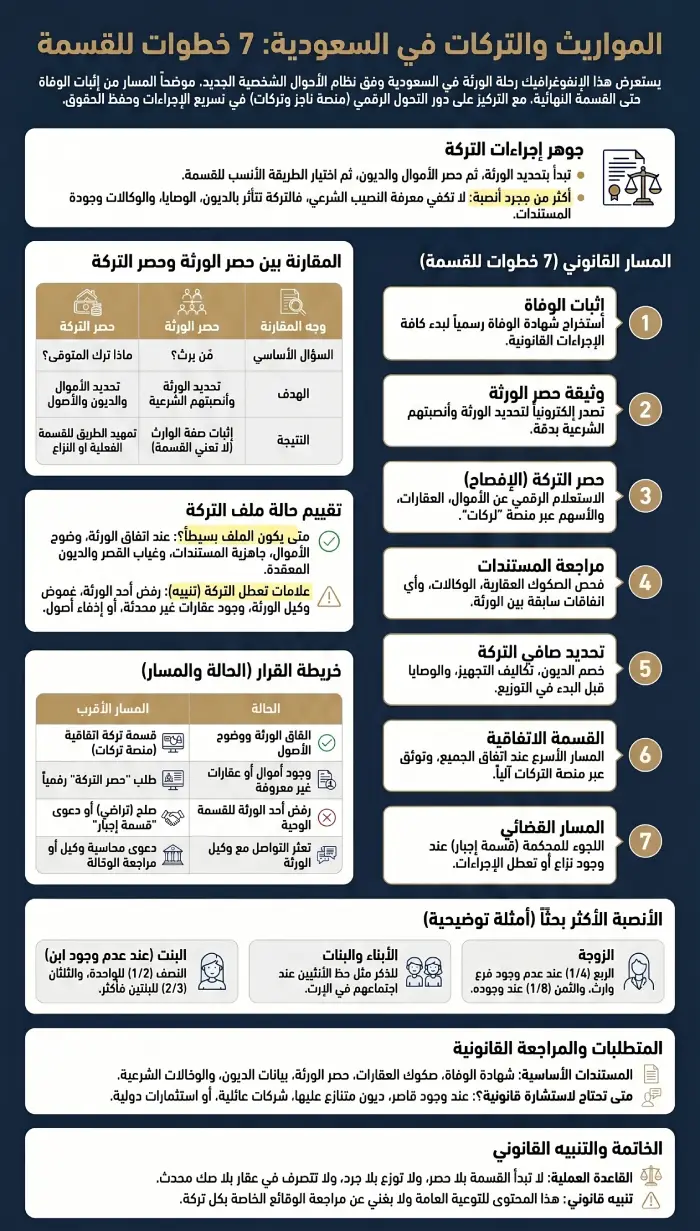 أنفوغرافيك المواريث والتركات في السعودية