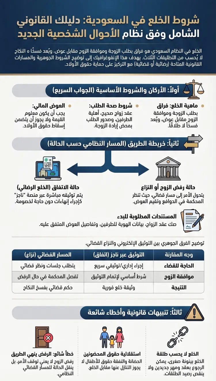 أنفوغرافيك شروط الخلع في السعودية