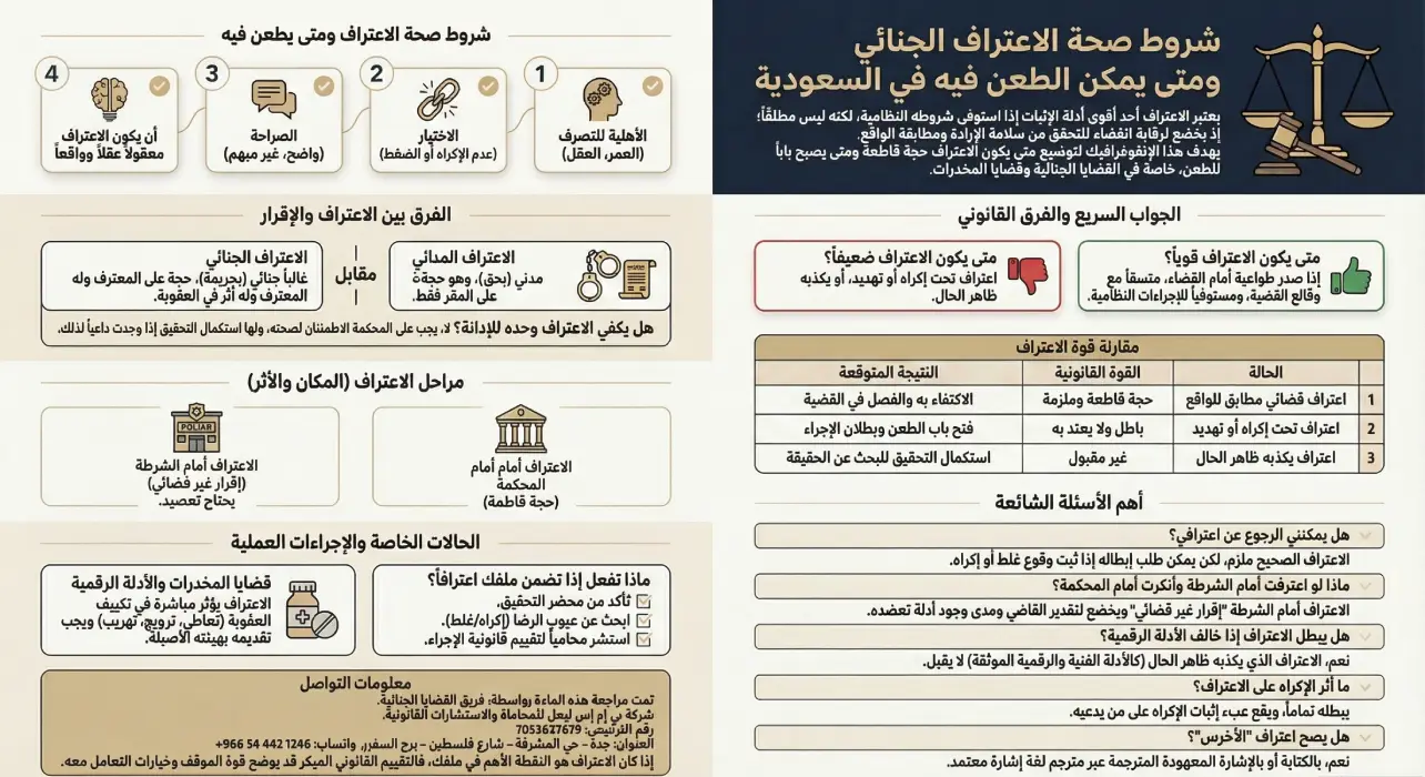 أنفوغرافيك شروط صحة الاعتراف الجنائي
