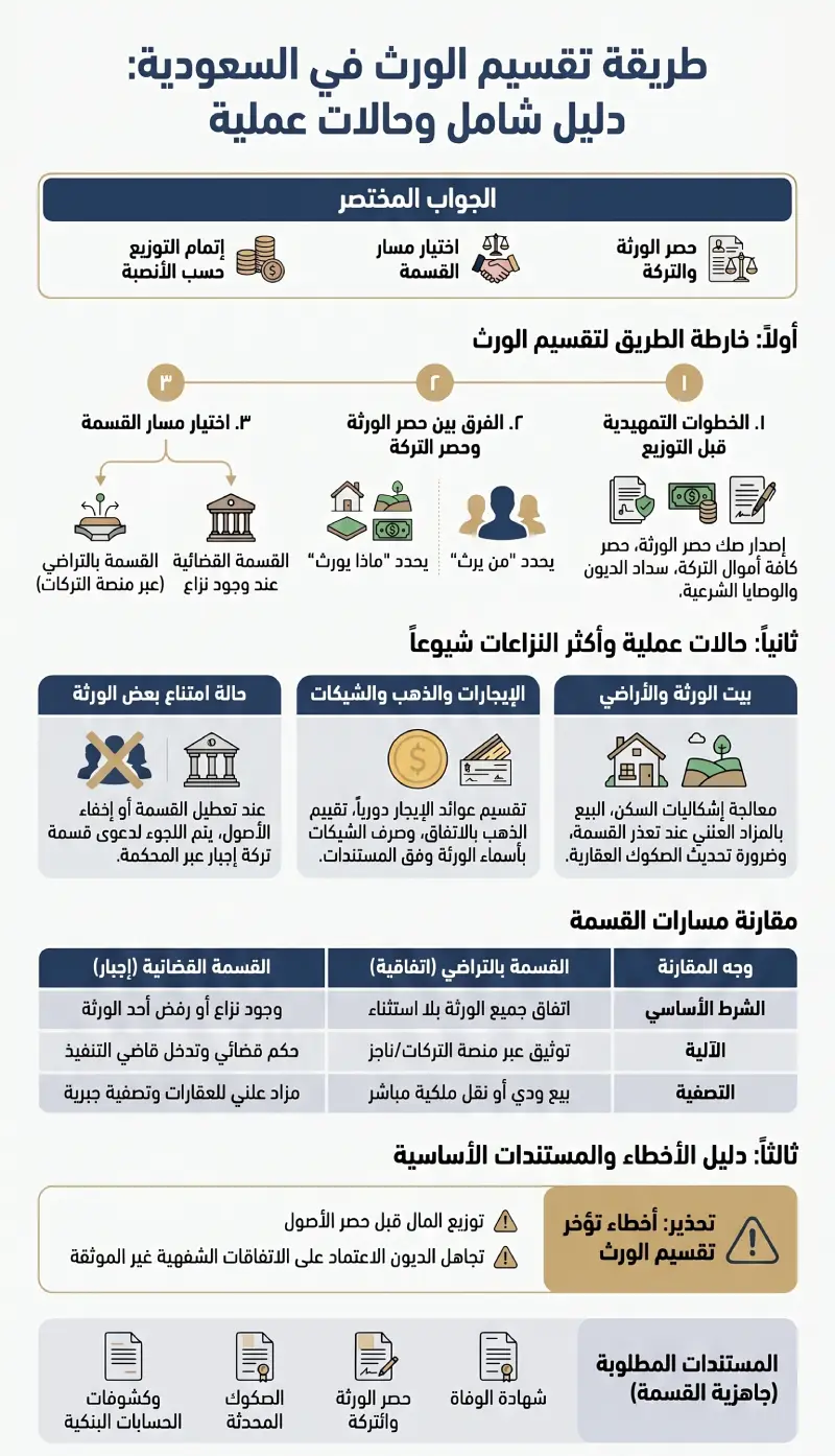 أنفوغرافيك طريقة تقسيم الورث