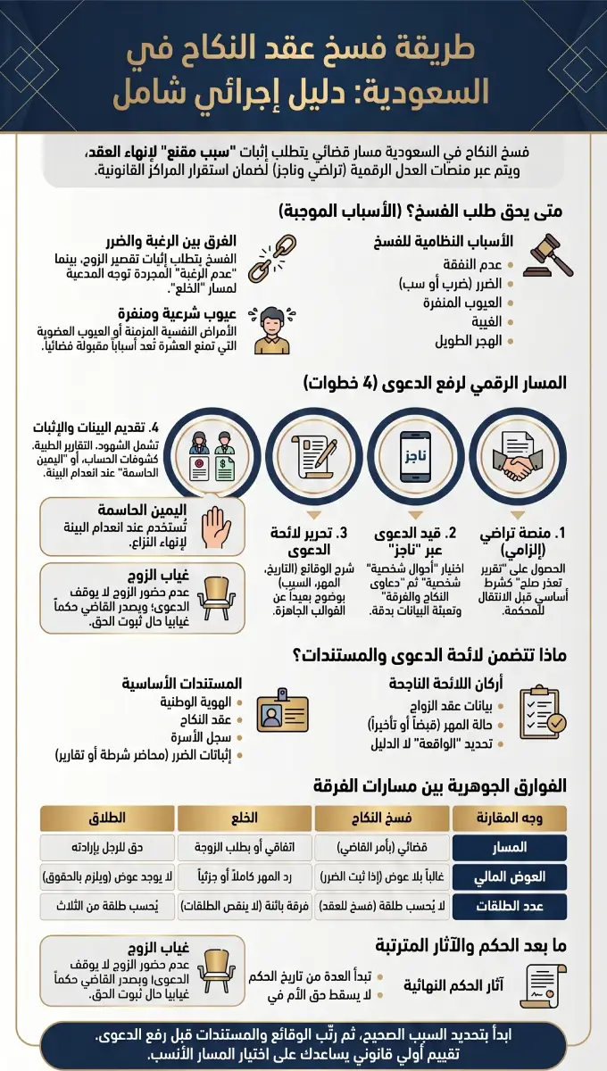 أنفوغرافيك طريقة فسخ عقد النكاح