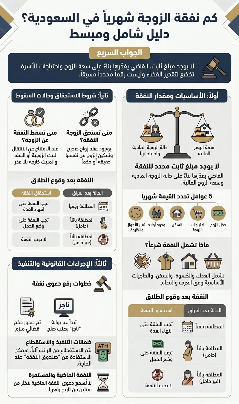 أنفوغرافيك كم نفقة الزوجة شهرياً