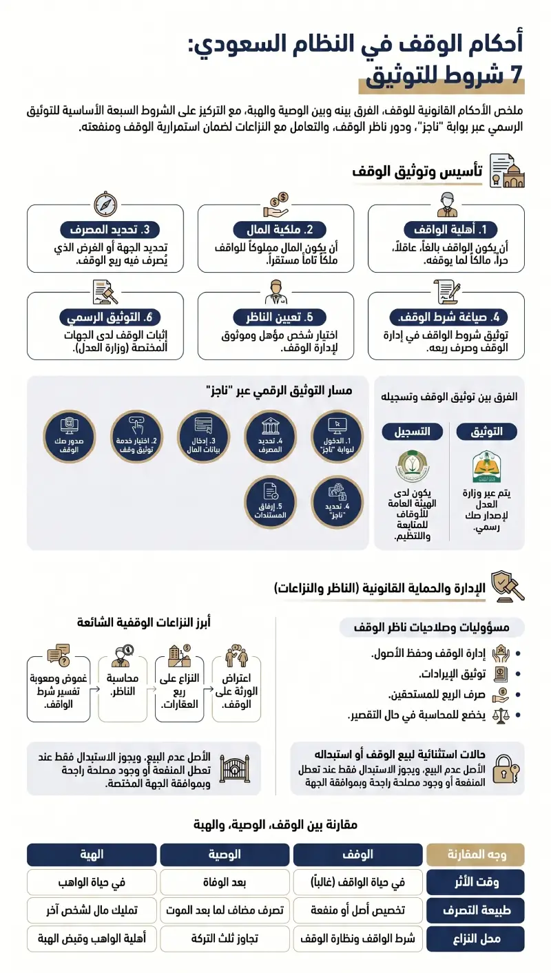 إنفوغرافيك أحكام الوقف في النظام السعودي