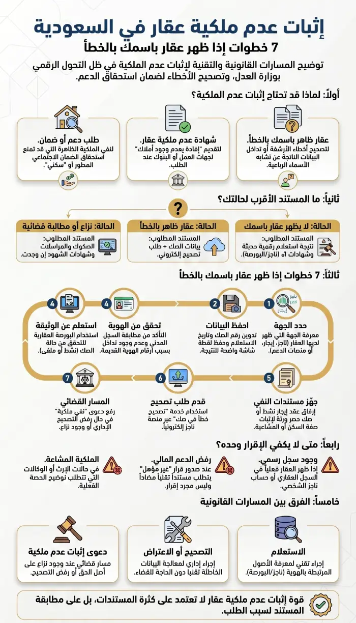 إنفوغرافيك إثبات عدم ملكية عقار