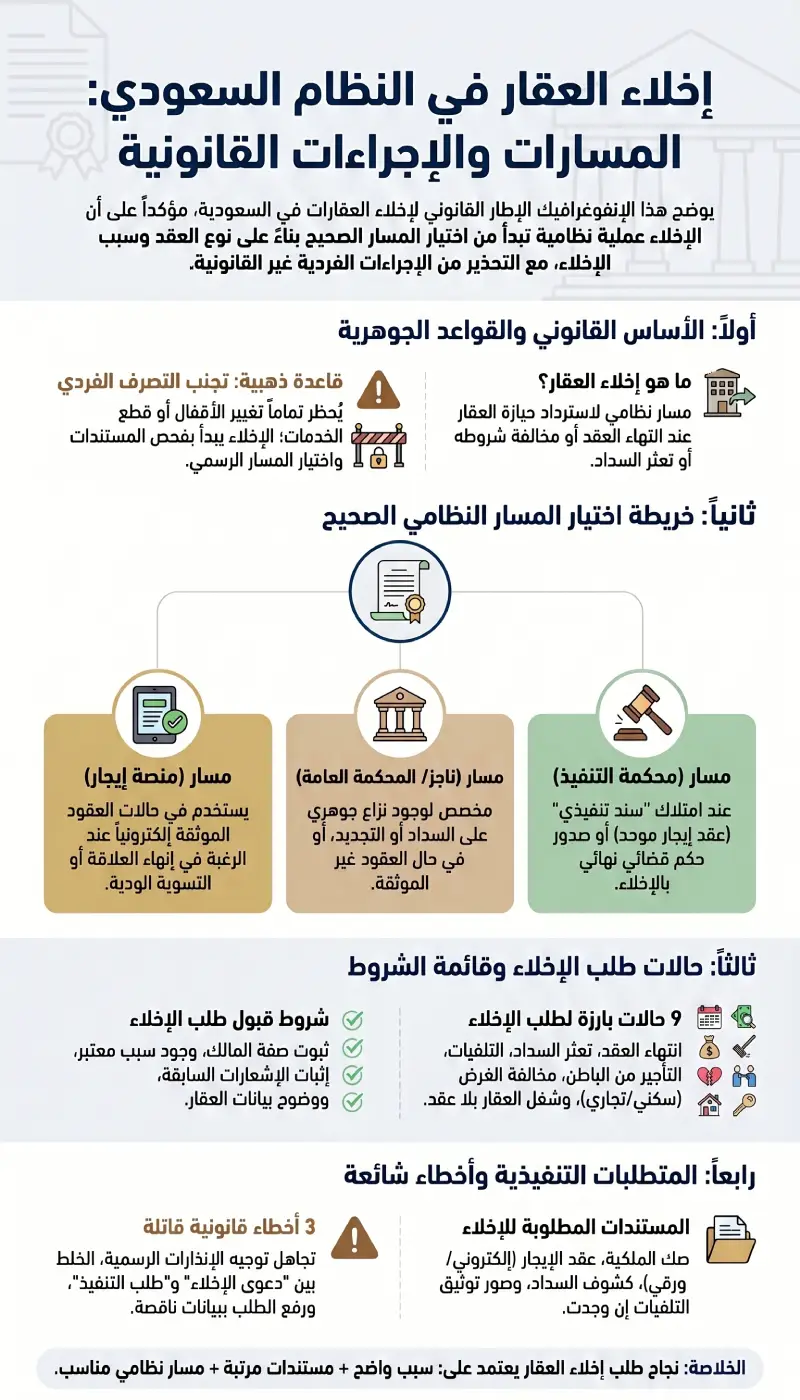 إنفوغرافيك إخلاء العقار في النظام السعودي