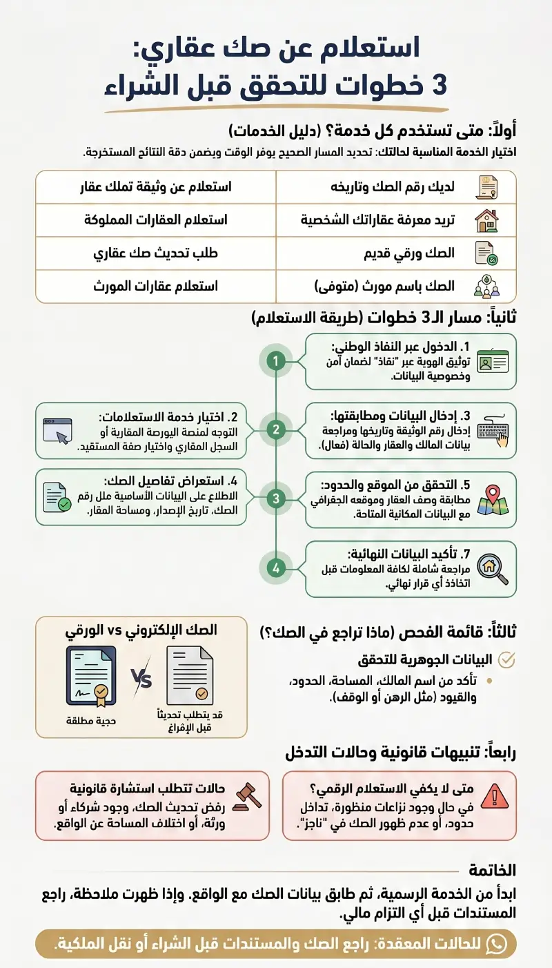 إنفوغرافيك استعلام عن صك عقاري