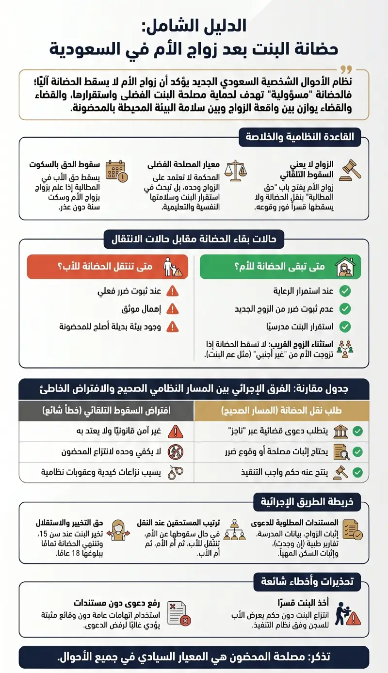 إنفوغرافيك حضانة البنت بعد زواج الأم