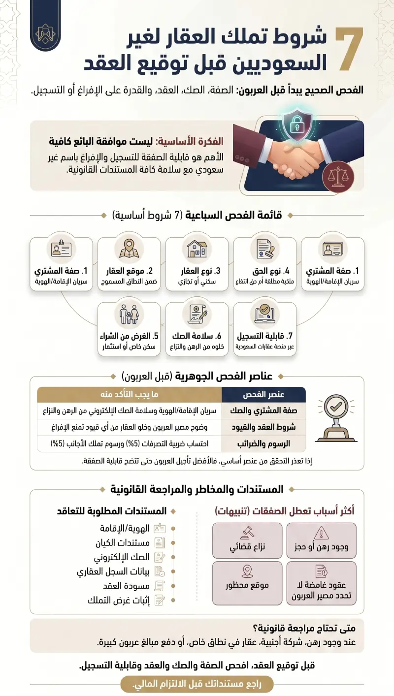 إنفوغرافيك شروط تملك غير السعوديين للعقار