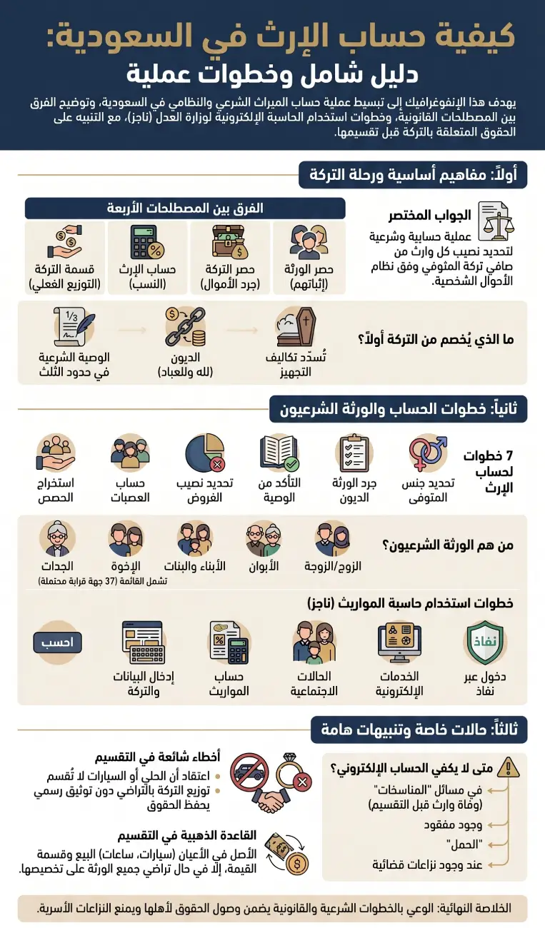 إنفوغرافيك كيفية حساب الإرث