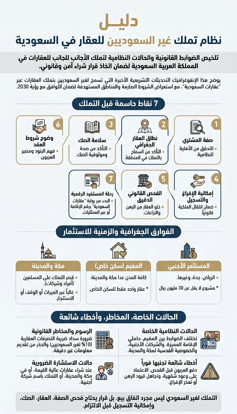 إنفوغرافيك نظام تملك غير السعوديين للعقار