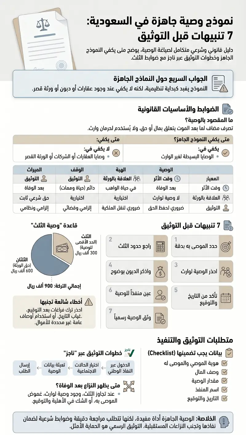 إنفوغرافيك نموذج وصية جاهزة