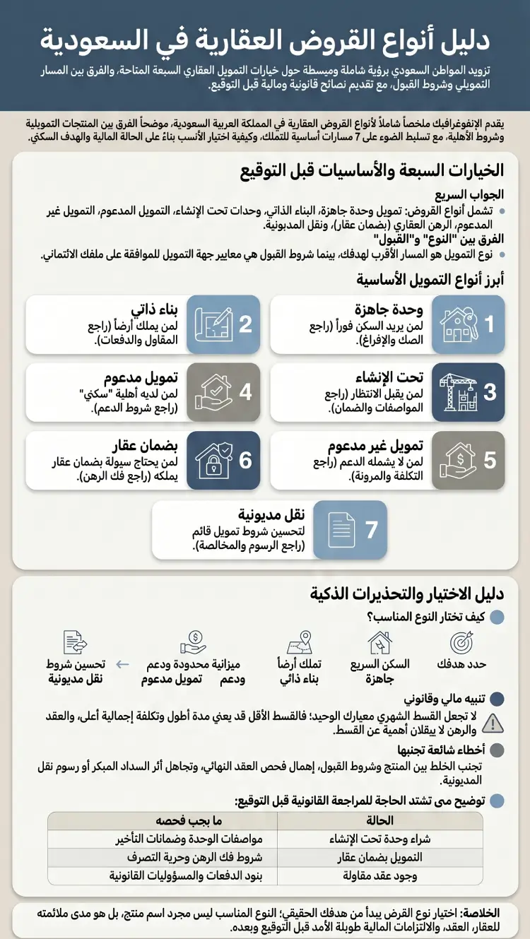 إنفوغرافيك أنواع القروض العقارية
