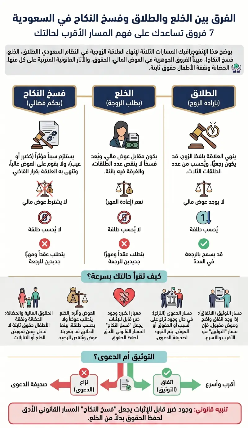 إنفوغرافيك الفرق بين الخلع والطلاق