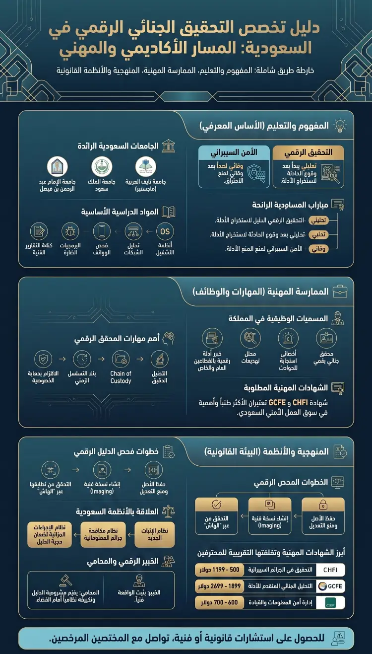 إنفوغرافيك تخصص التحقيق الجنائي الرقمي