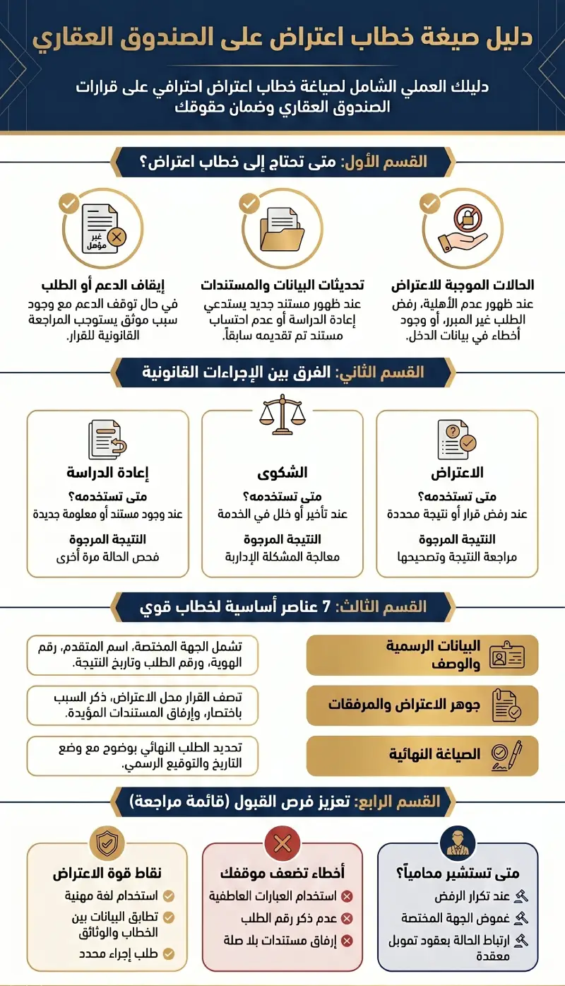 إنفوغرافيك صيغة خطاب اعتراض على الصندوق العقاري