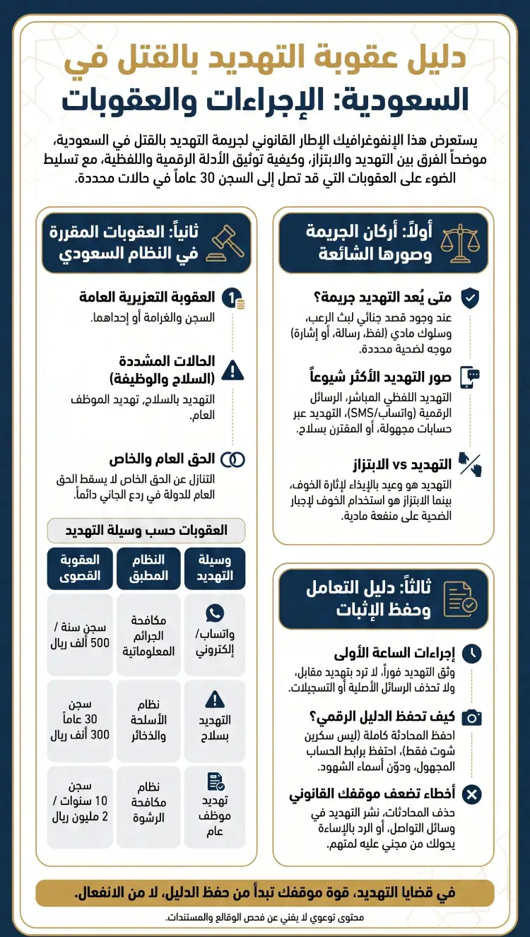 إنفوغرافيك عقوبة التهديد بالقتل