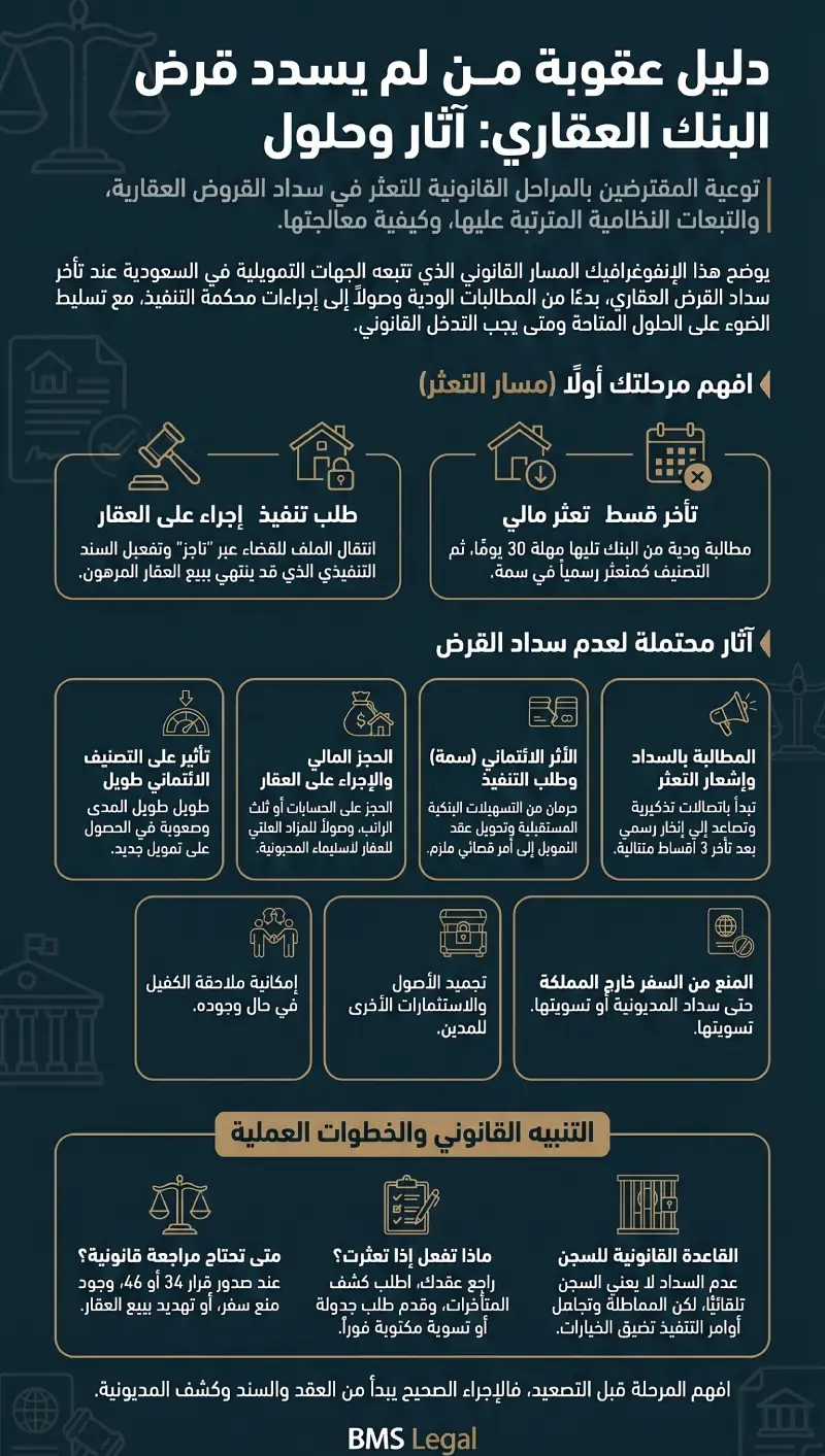 إنفوغرافيك عقوبة من لم يسدد قرض البنك العقاري