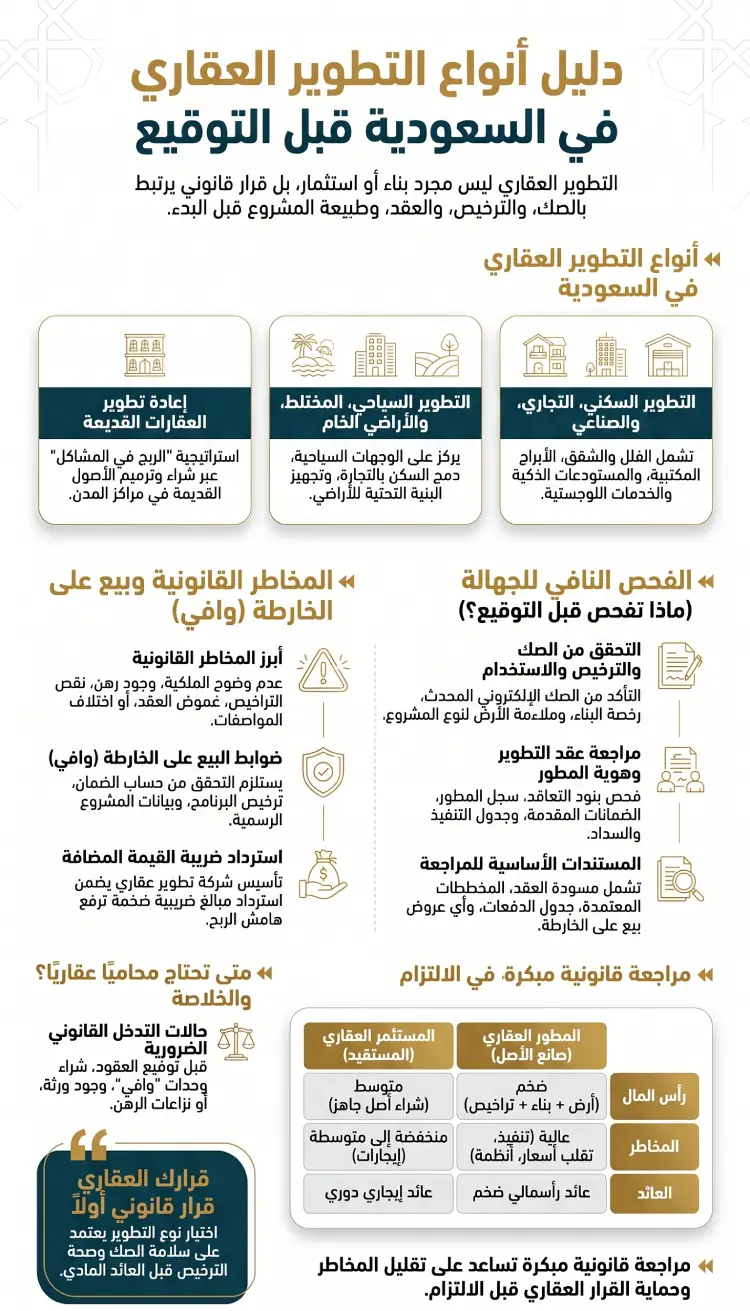 إنفوغرافيك أنواع التطوير العقاري