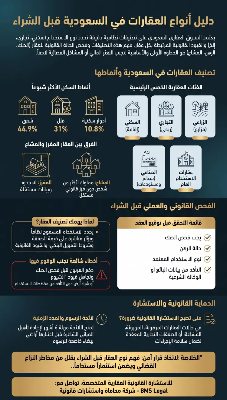 إنفوغرافيك أنواع العقارات في السعودية