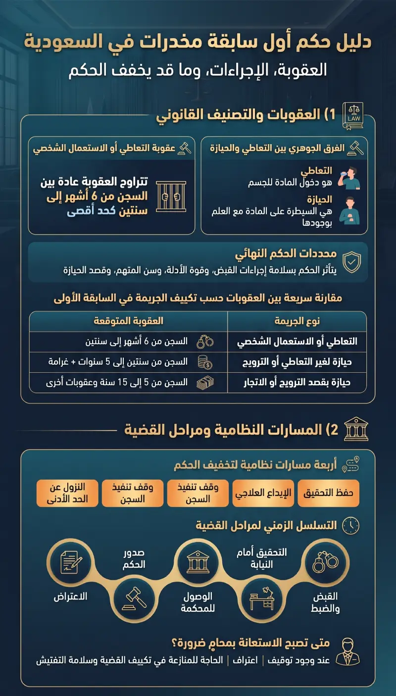 إنفوغرافيك حكم أول سابقة مخدرات