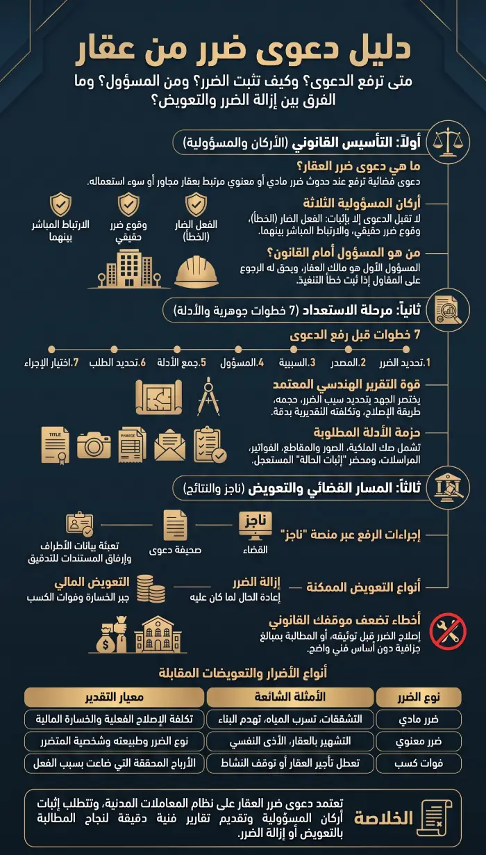 إنفوغرافيك دعوى ضرر من عقار