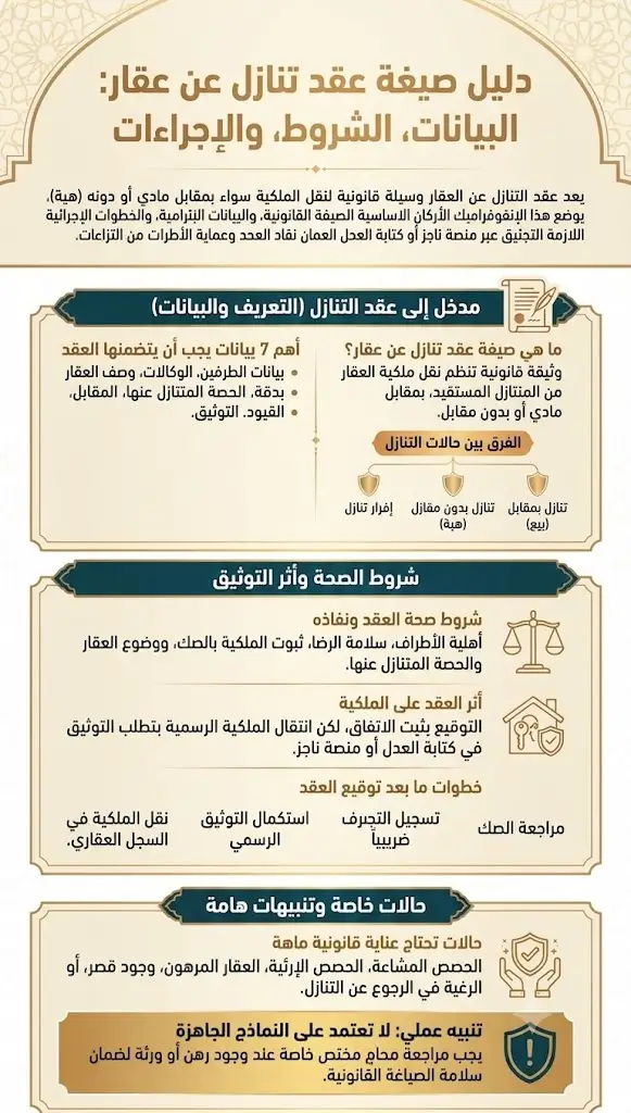 إنفوغرافيك صيغة عقد تنازل عن عقار
