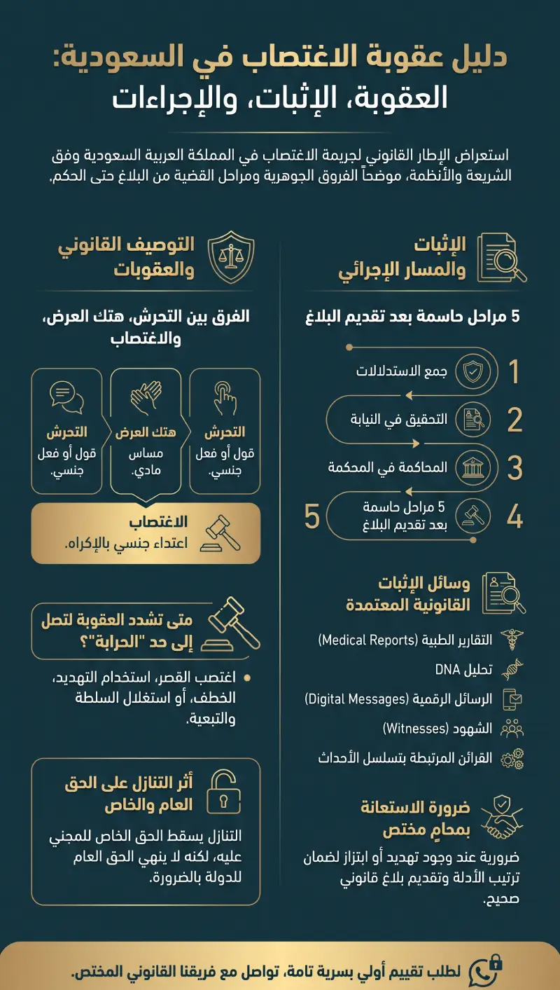 إنفوغرافيك عقوبة الاغتصاب في السعودية