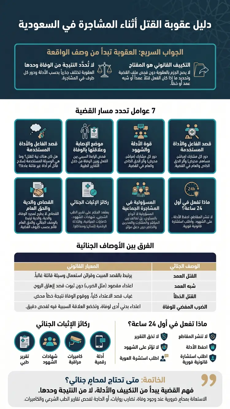 إنفوغرافيك عقوبة القتل أثناء المشاجرة