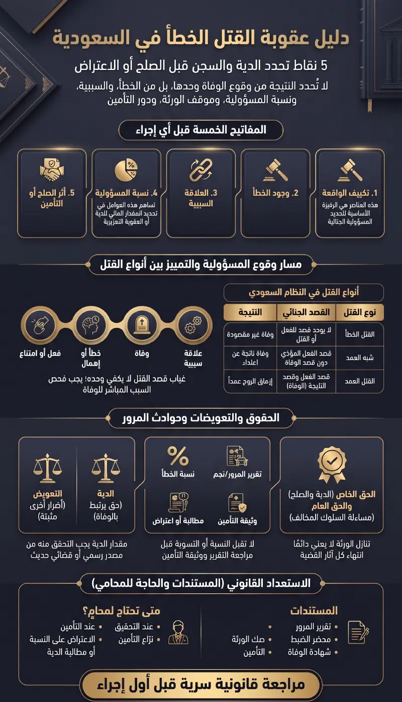 إنفوغرافيك عقوبة القتل الخطأ