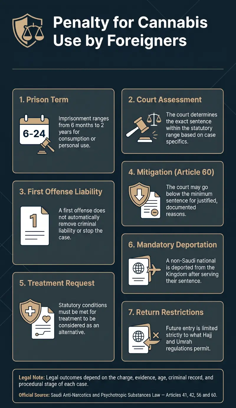 Infographic Penalty for Cannabis Use by Foreigners