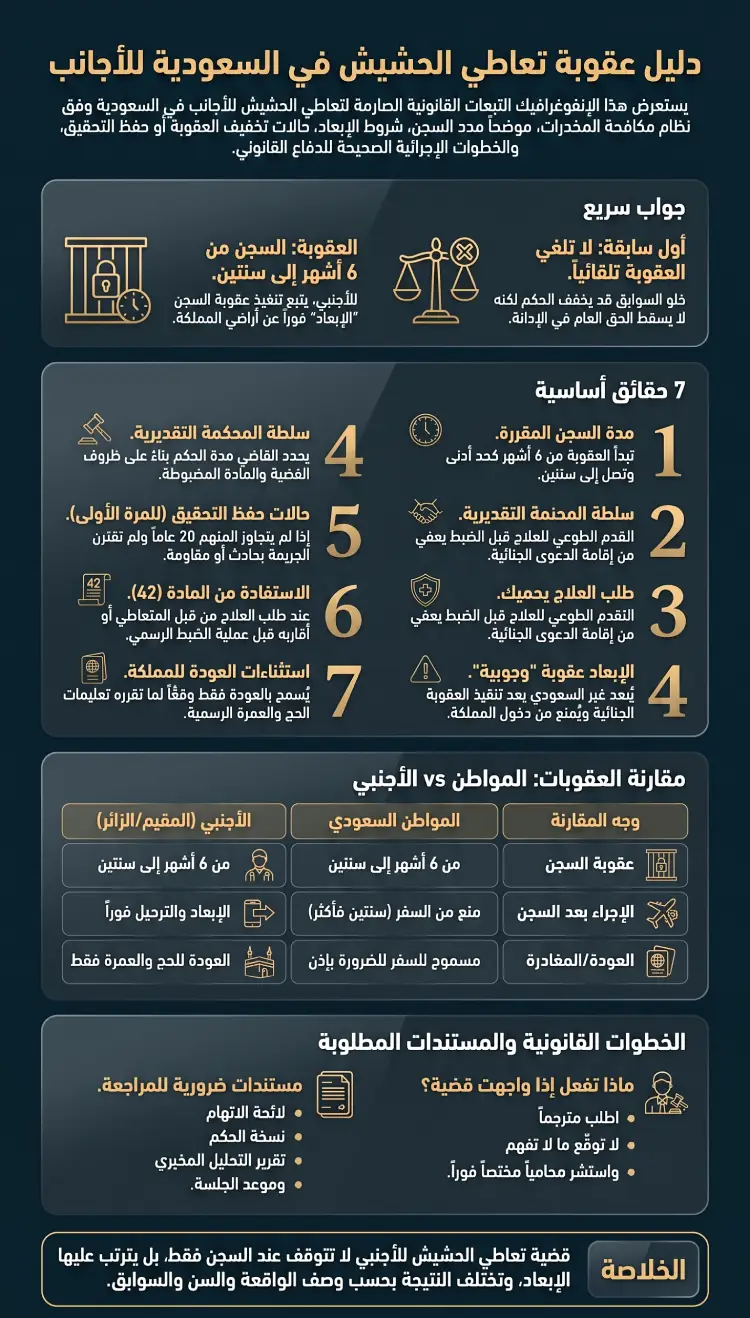 إنفوغرافيك عقوبة تعاطي الحشيش للأجانب