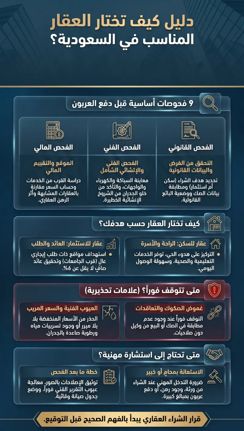 إنفوغرافيك كيف تختار العقار المناسب