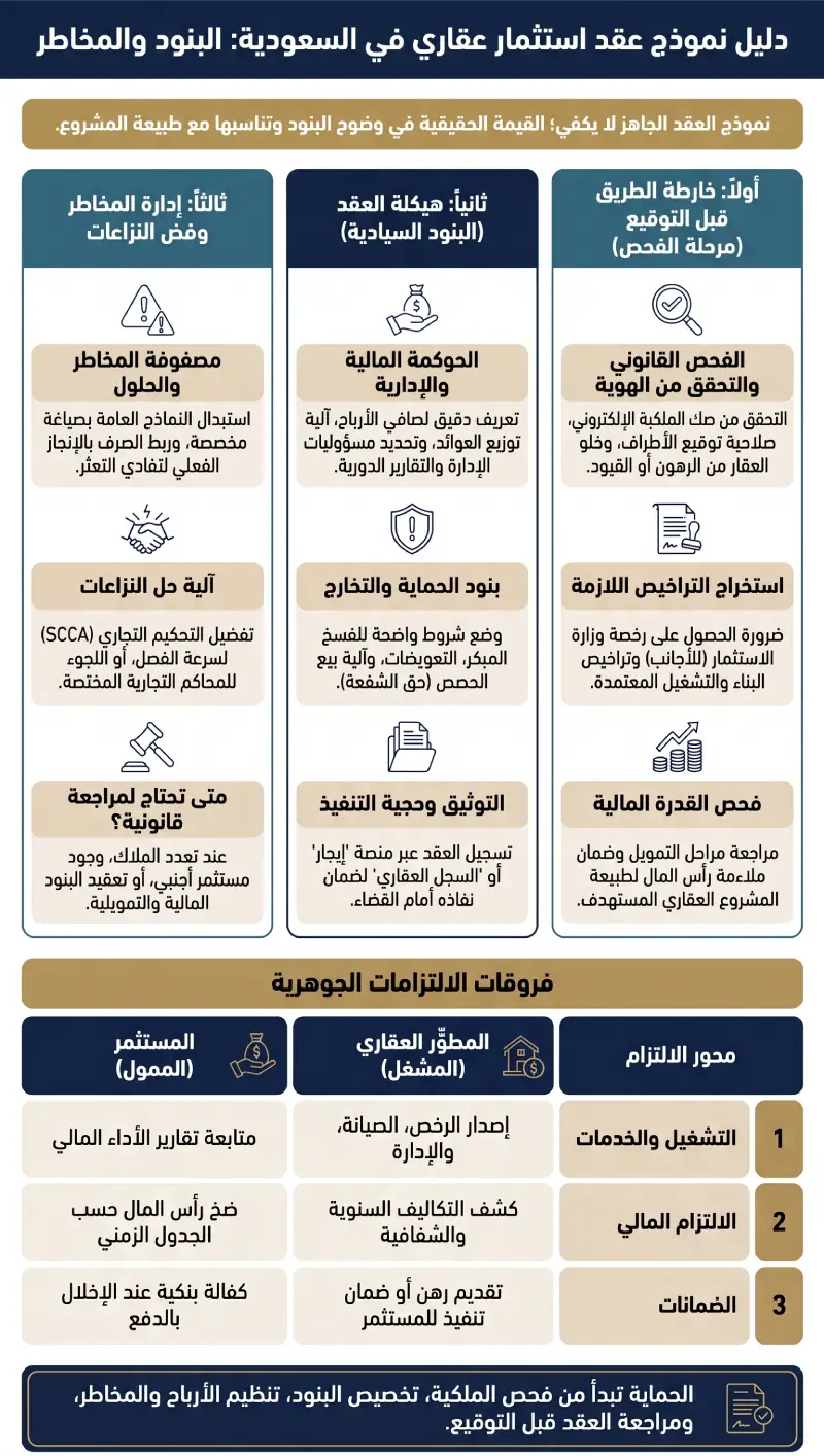 إنفوغرافيك نموذج عقد استثمار عقاري