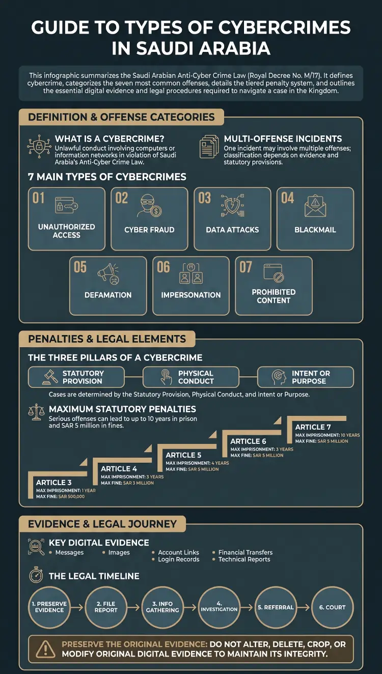 Infographic Types of Cybercrimes in Saudi Arabia