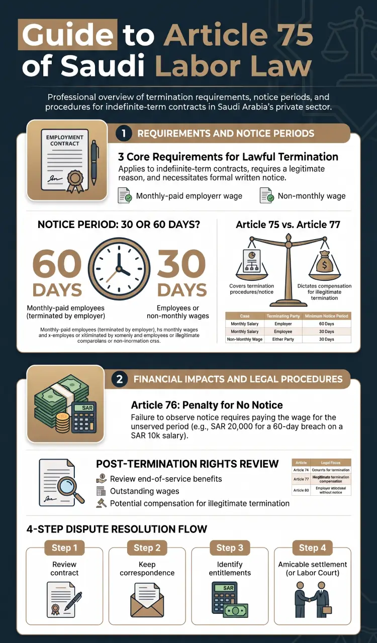Infographic Article 75 of Saudi Labor Law