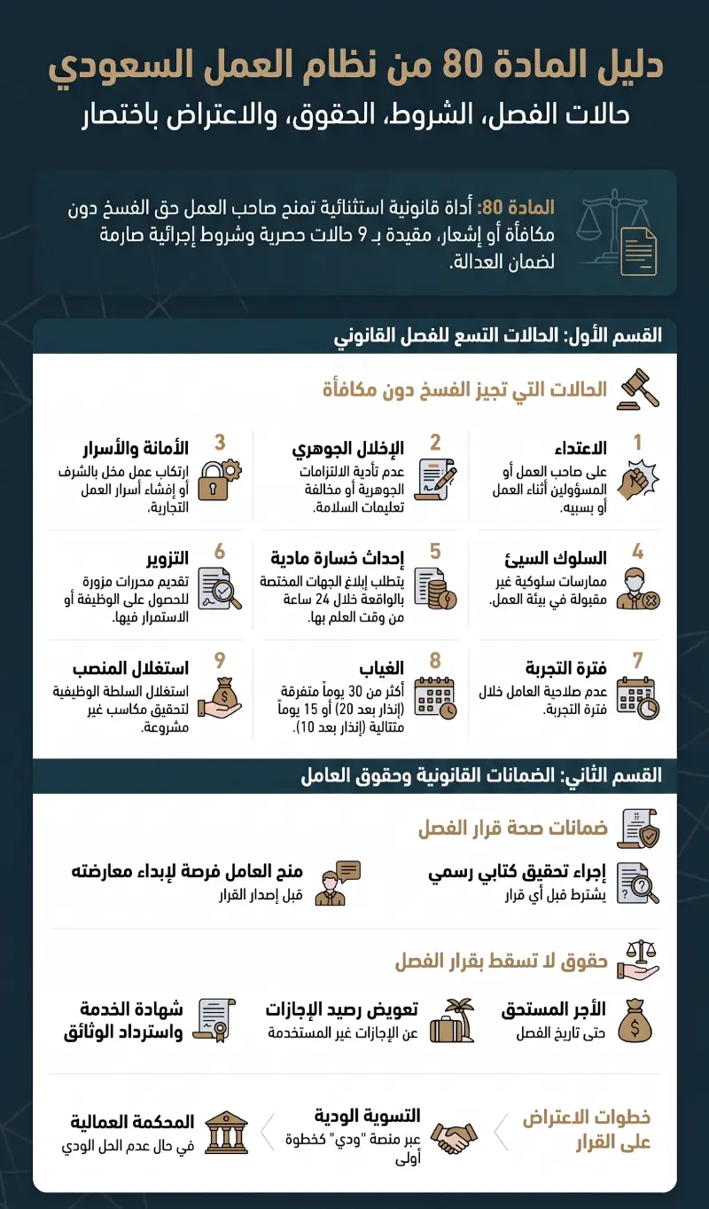 إنفوغرافيك المادة 80 من نظام العمل السعودي