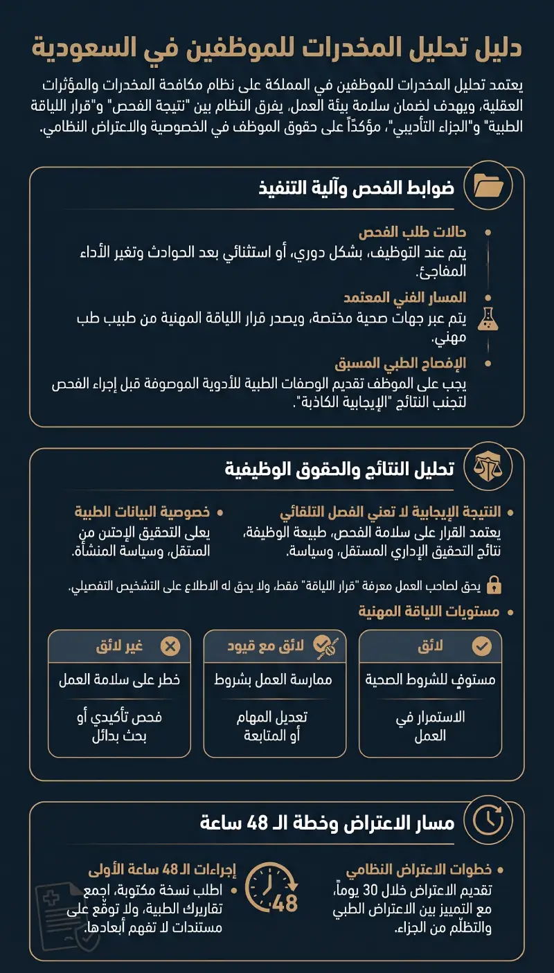 إنفوغرافيك تحليل المخدرات للموظفين