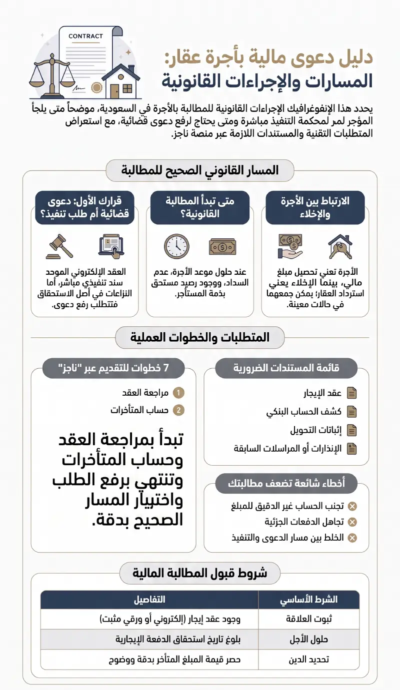 إنفوغرافيك دعوى مطالبة مالية بإجرة عقار