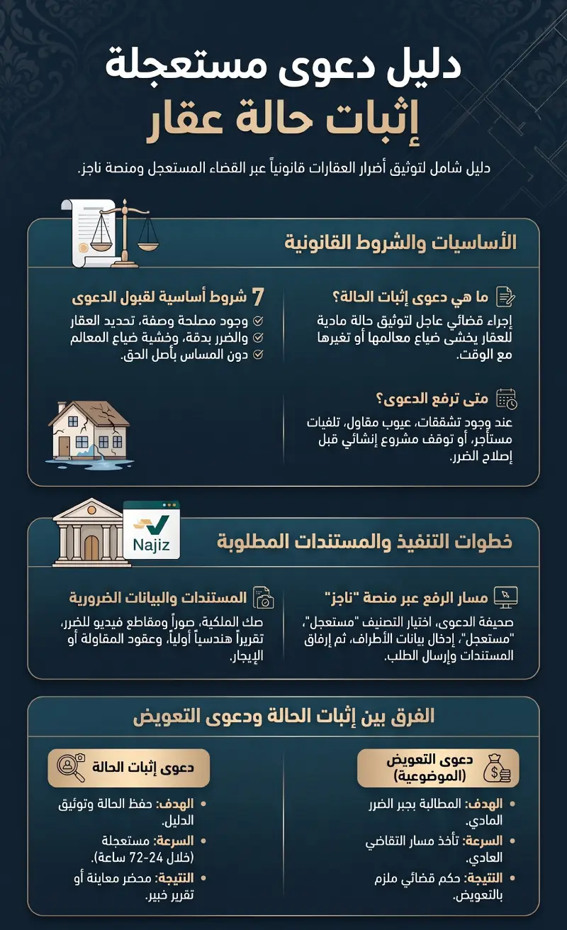 إنفوغرافيك دعوى مستعجلة إثبات حالة عقار