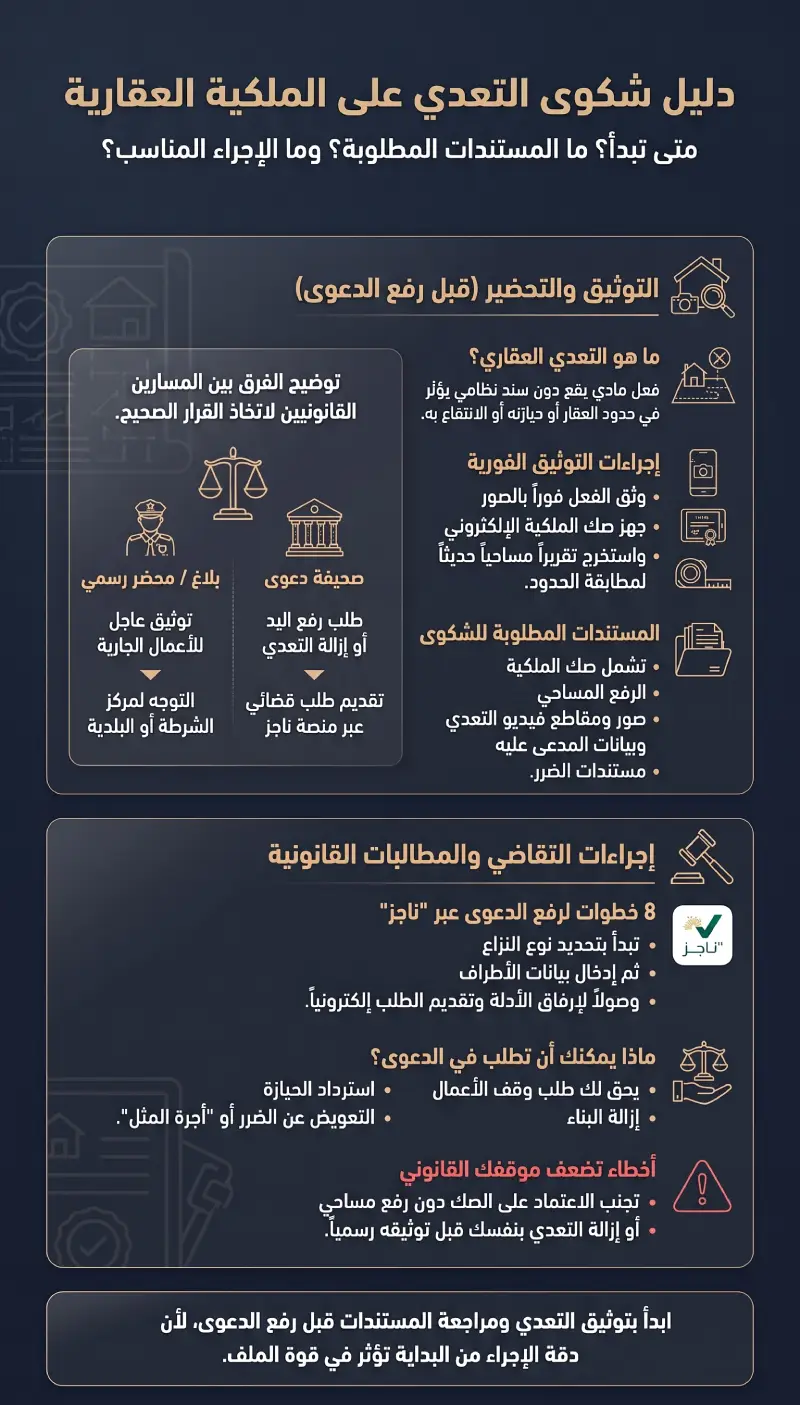 إنفوغرافيك شكوى التعدي على الملكية العقارية