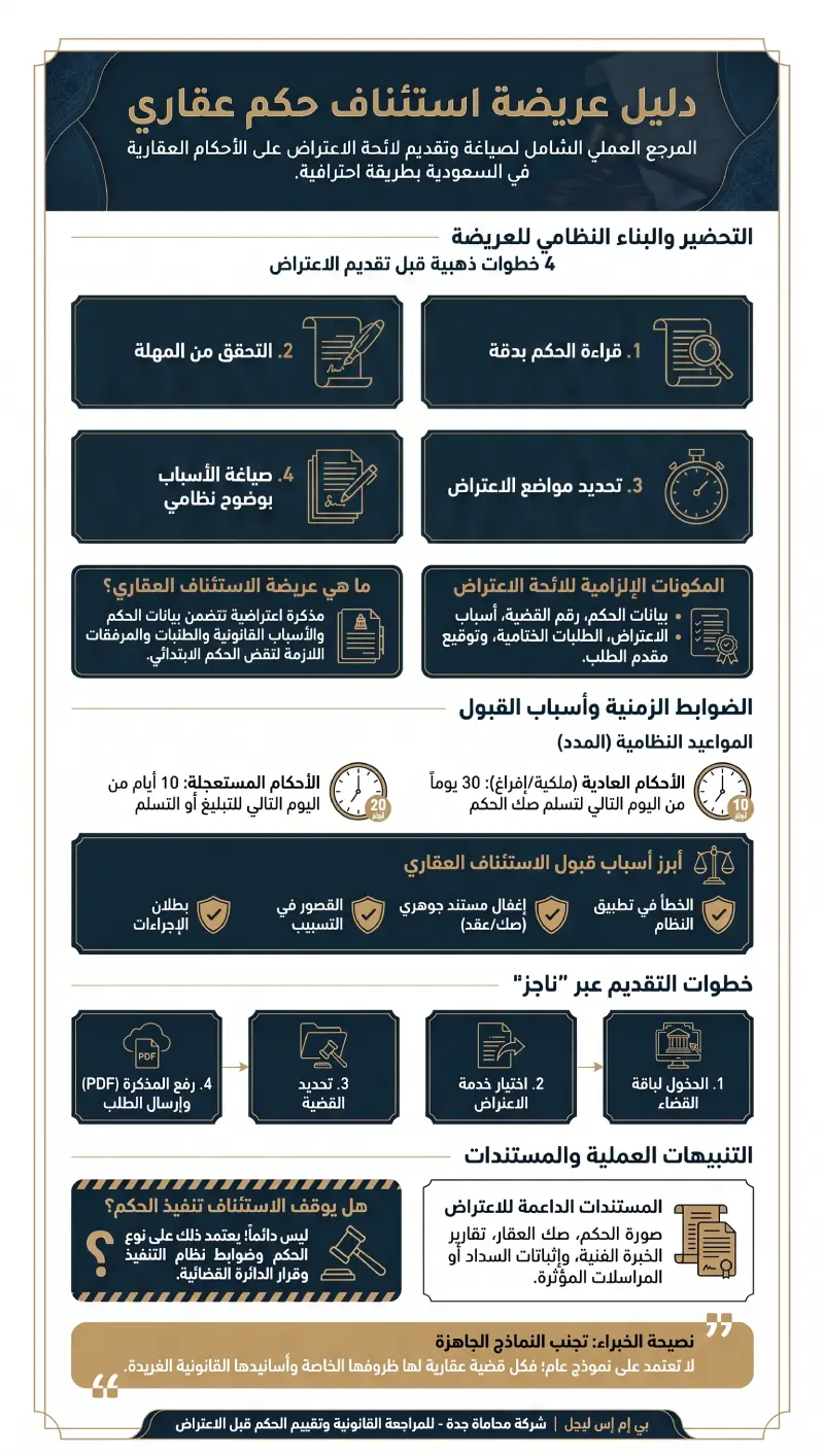إنفوغرافيك عريضة استئناف حكم عقاري