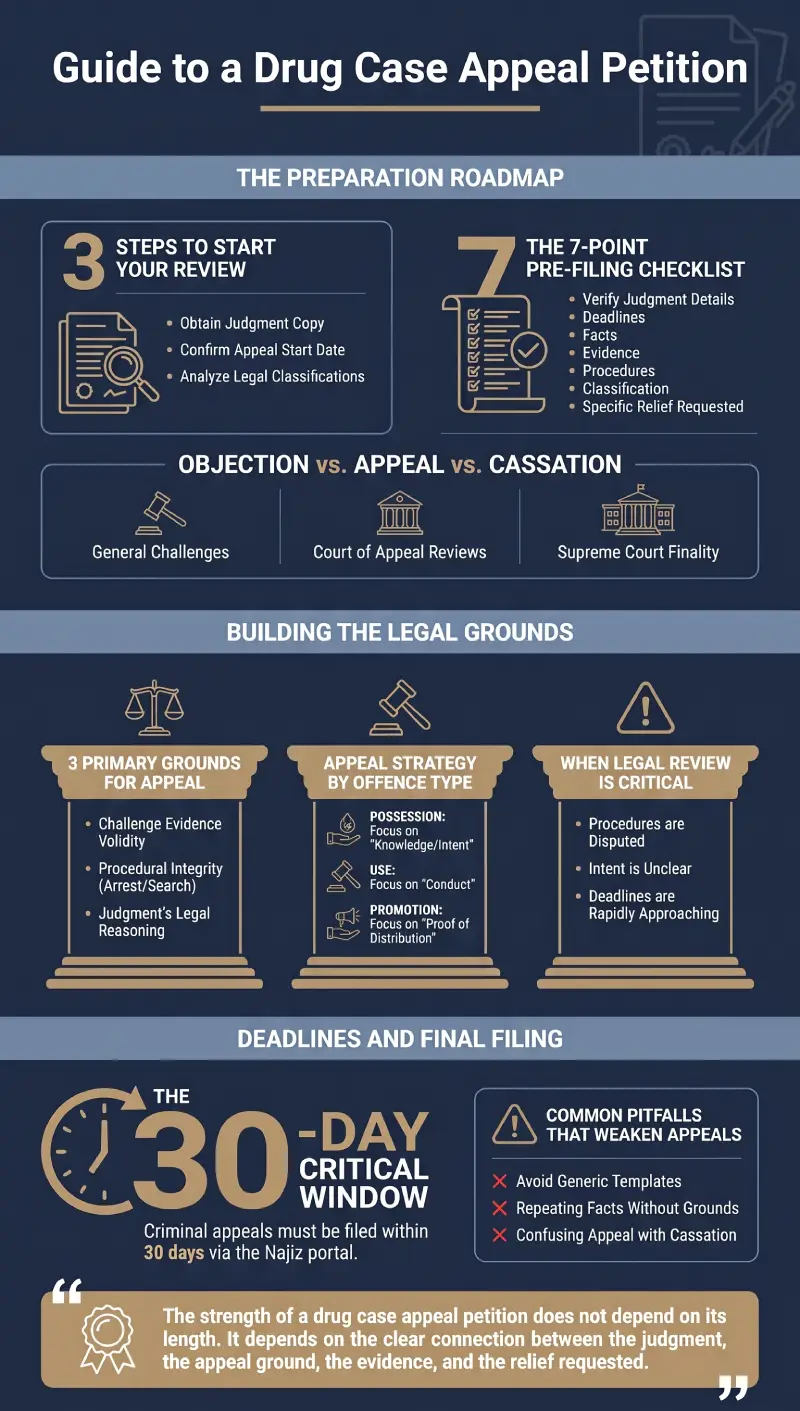 Infographic Drug Case Appeal Petition in Saudi Arabia