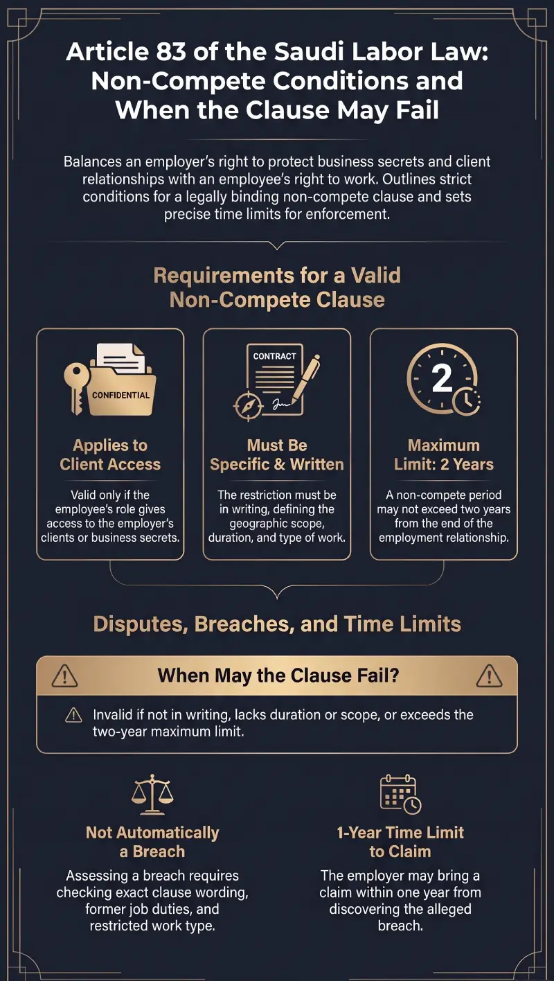 Infographic Article 83 of the Saudi Labor Law