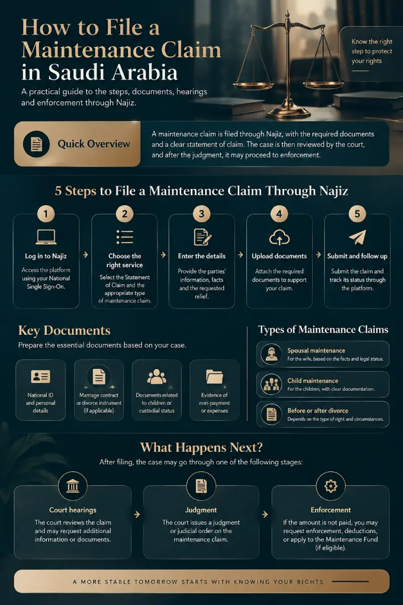 Infographic How to File a Maintenance Claim in Saudi Arabia