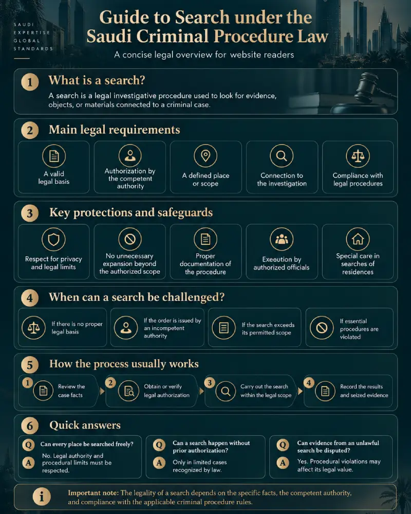Infographic – Search under the Saudi Criminal Procedure Law