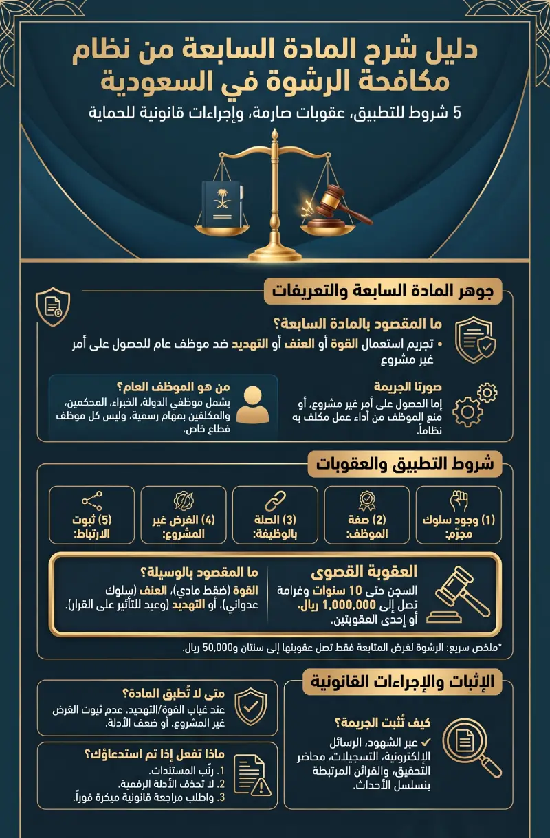 إنفوغرافيك المادة السابعة من نظام مكافحة الرشوة