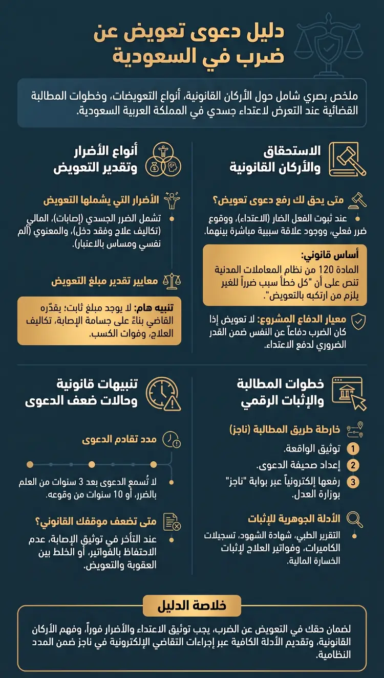 إنفوغرافيك دعوى تعويض عن ضرب