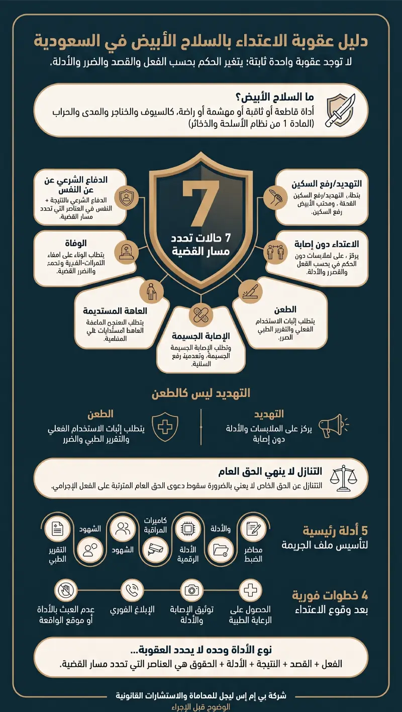 إنفوغرافيك عقوبة الاعتداء بالسلاح الأبيض